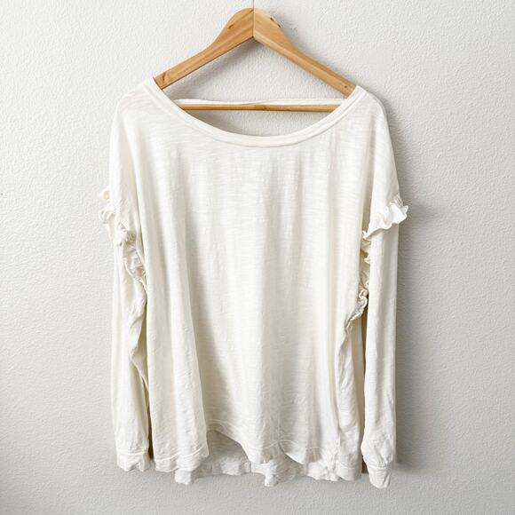 PILCRO x ANTHROPOLOGIE | Off White Ruffled Open-Back Tunic Tee Top | Size XL - Picture 4 of 7